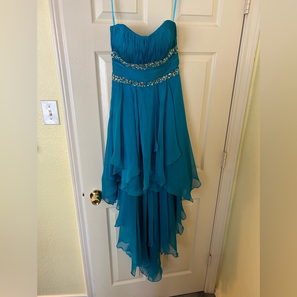 Strapless Blue Formal Dress